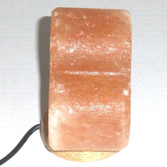 Heart Shaped Hand Carved USB Powered Himalayan Salt Lamp with Wooden Base Works - Picture 5 of 10